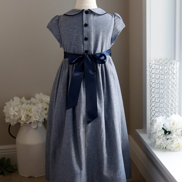 Navy Herringbone Dress Bailey Boys Classics Girl's Size 4 Like New - Picture 3 of 3